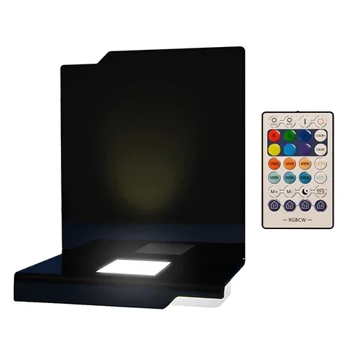 Socle LED noir avec télécommande pour éclairage de photo gravée dans le verre