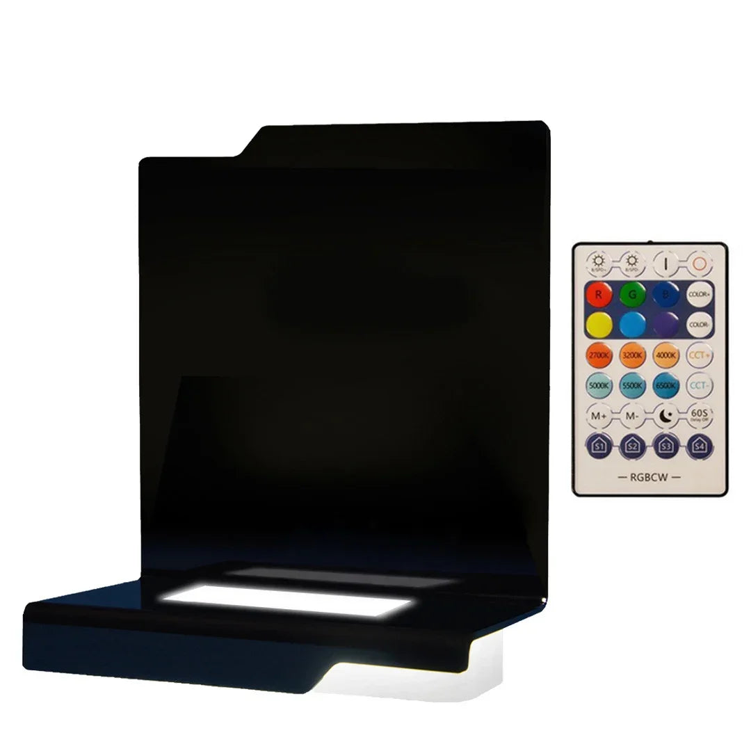 Socle LED noir pour cadre en verre avec télécommande RGB multicolore