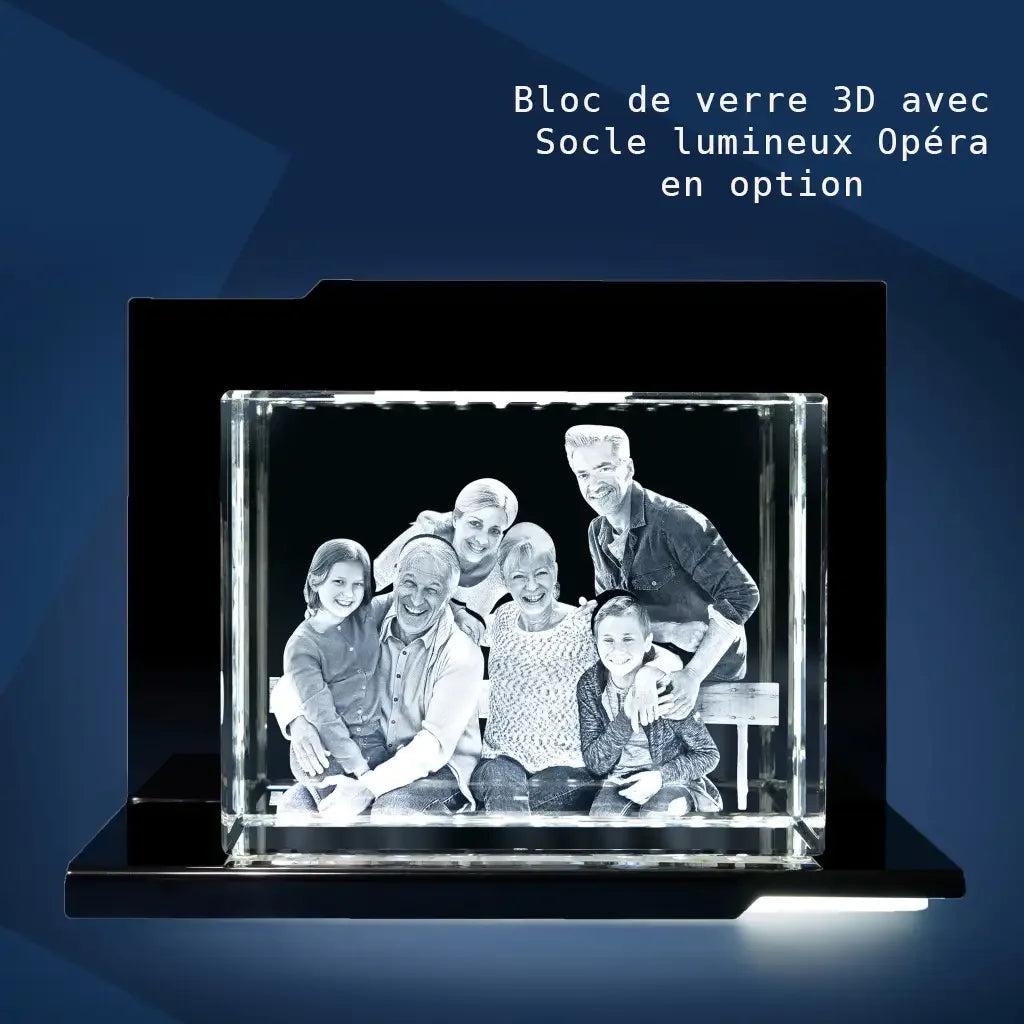 Bloc de Verre Géant Paysage - Gravure Laser 3D Unique