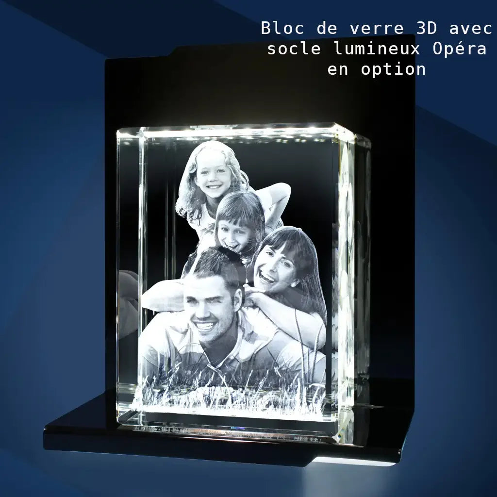 Bloc de Verre Géant Portrait - Gravure Laser 3D Personnalisée