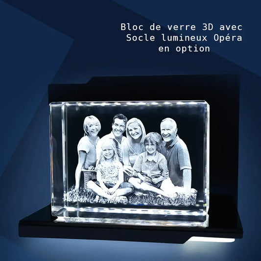 Bloc de Verre XXL Paysage - Gravure Laser 3D Élégante