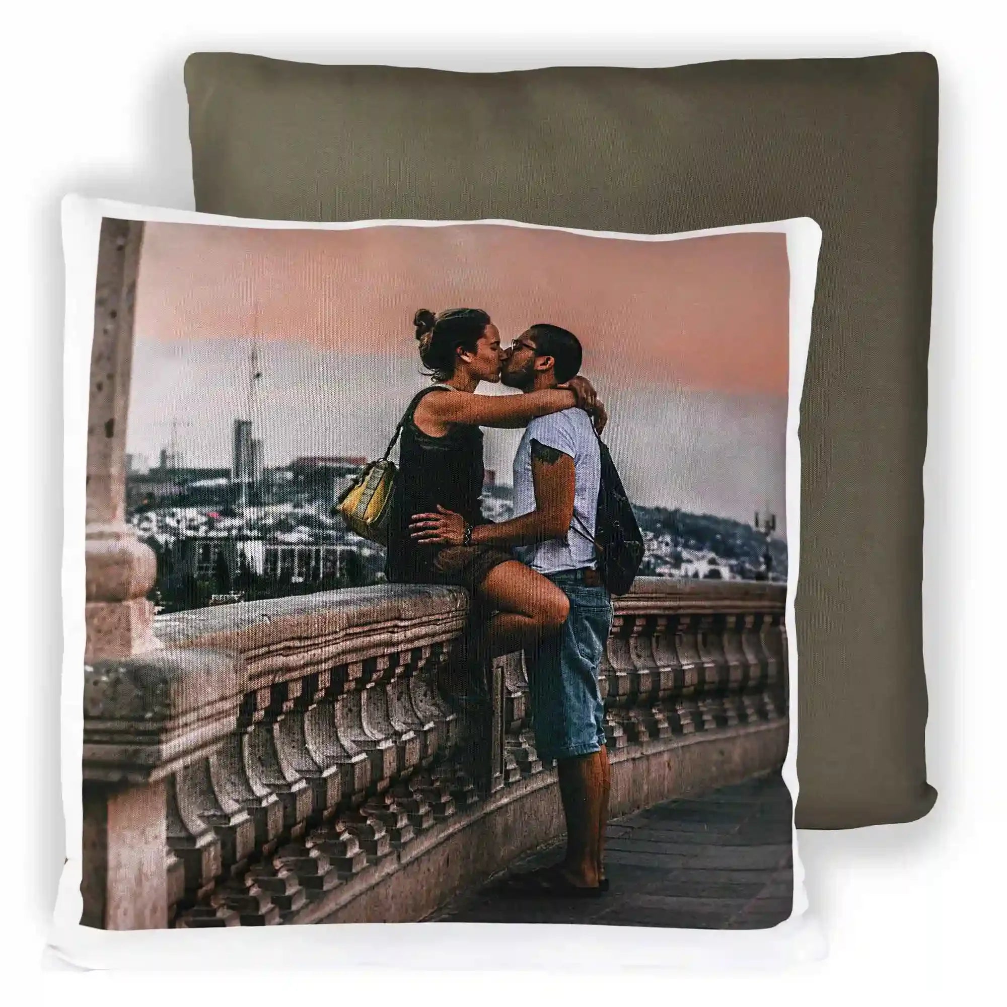 Coussin personnalisé avec photo d’un couple s’embrassant, cadeau romantique décoratif