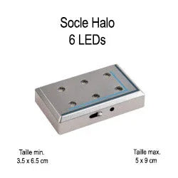 Socle lumineux rectangulaire argenté avec 6 LEDs pour cadeaux en verre personnalisés