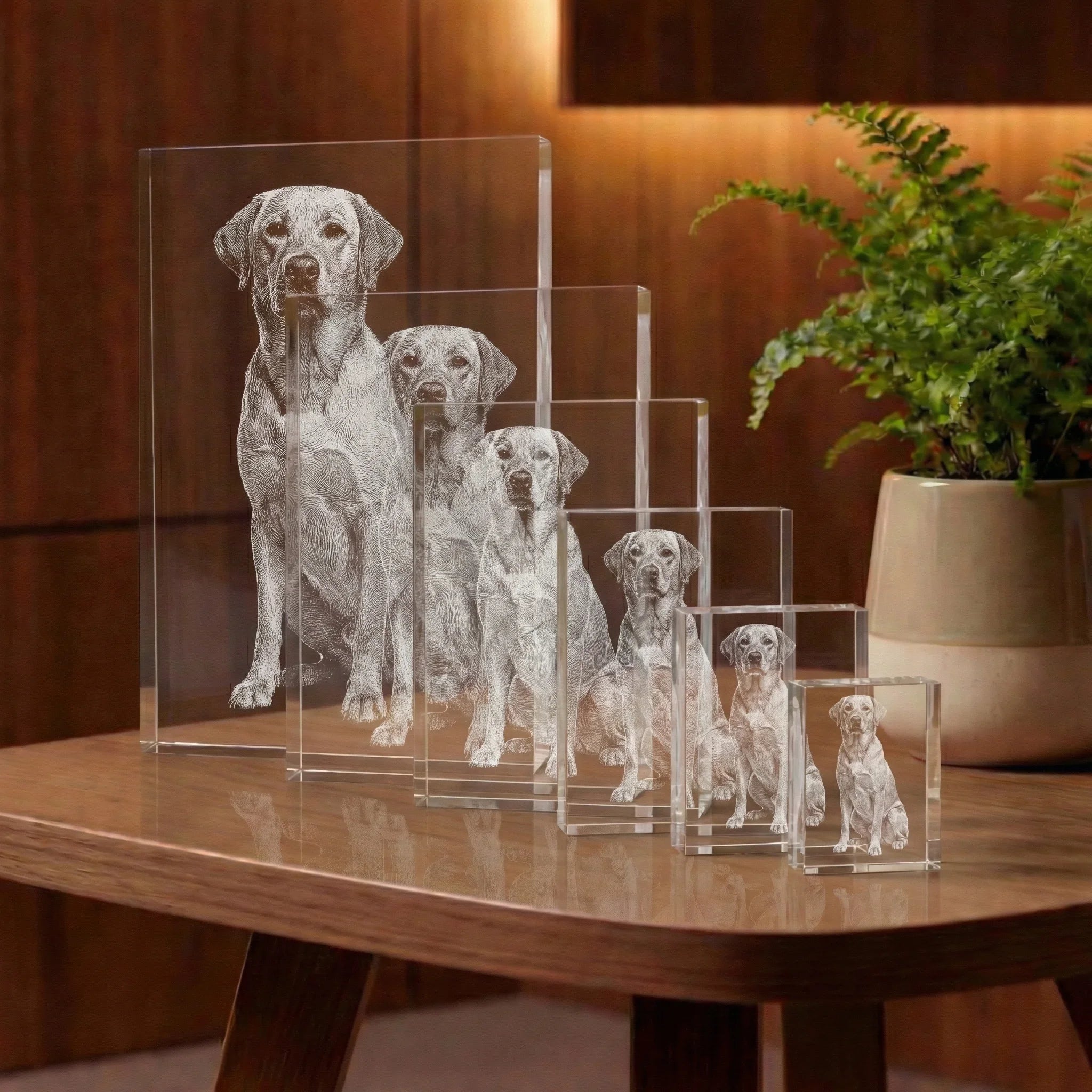 Prismes en verre personnalisés avec gravure photo d'un chien, plusieurs tailles, cadeau décoratif.