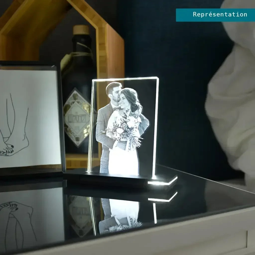 Verre Plat Portrait - Gravure 2D Élégante et Personnalisée