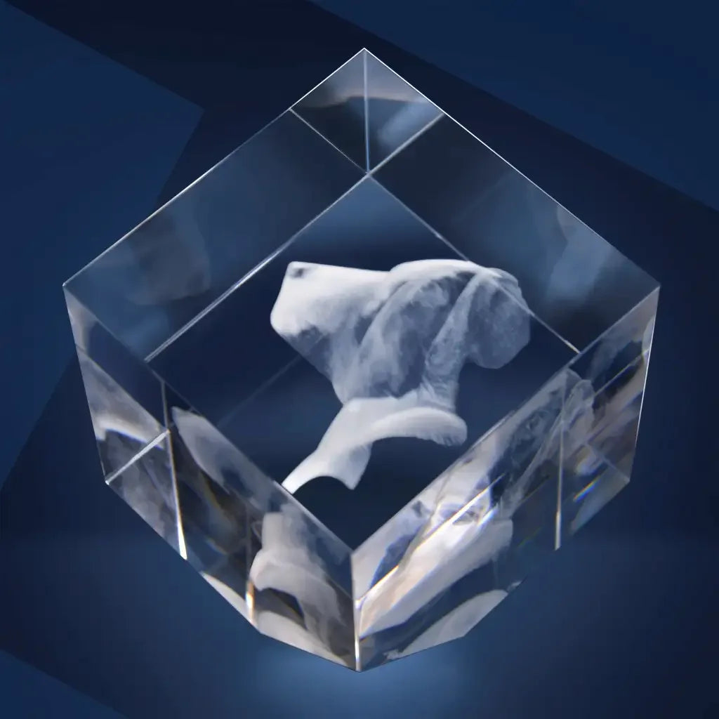 Statera XL Bloc de Verre Gravé Laser 3D - Cadeau Unique et Émotionnel