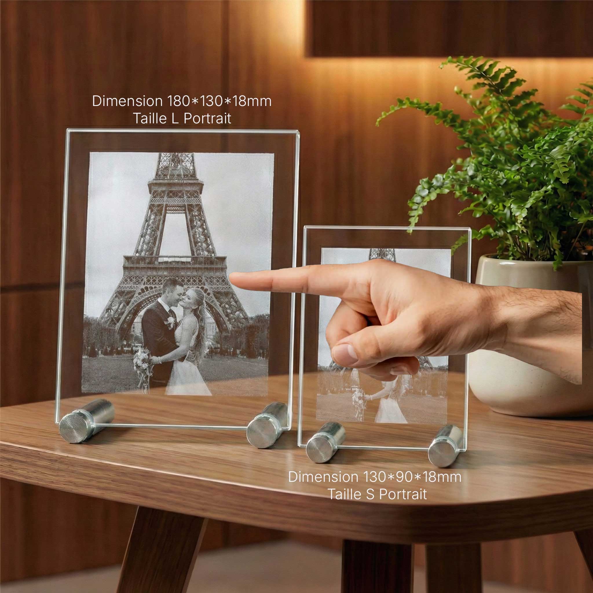 Verre Plat Portrait 2D Personnalisé | Gravure Laser Photo & Texte