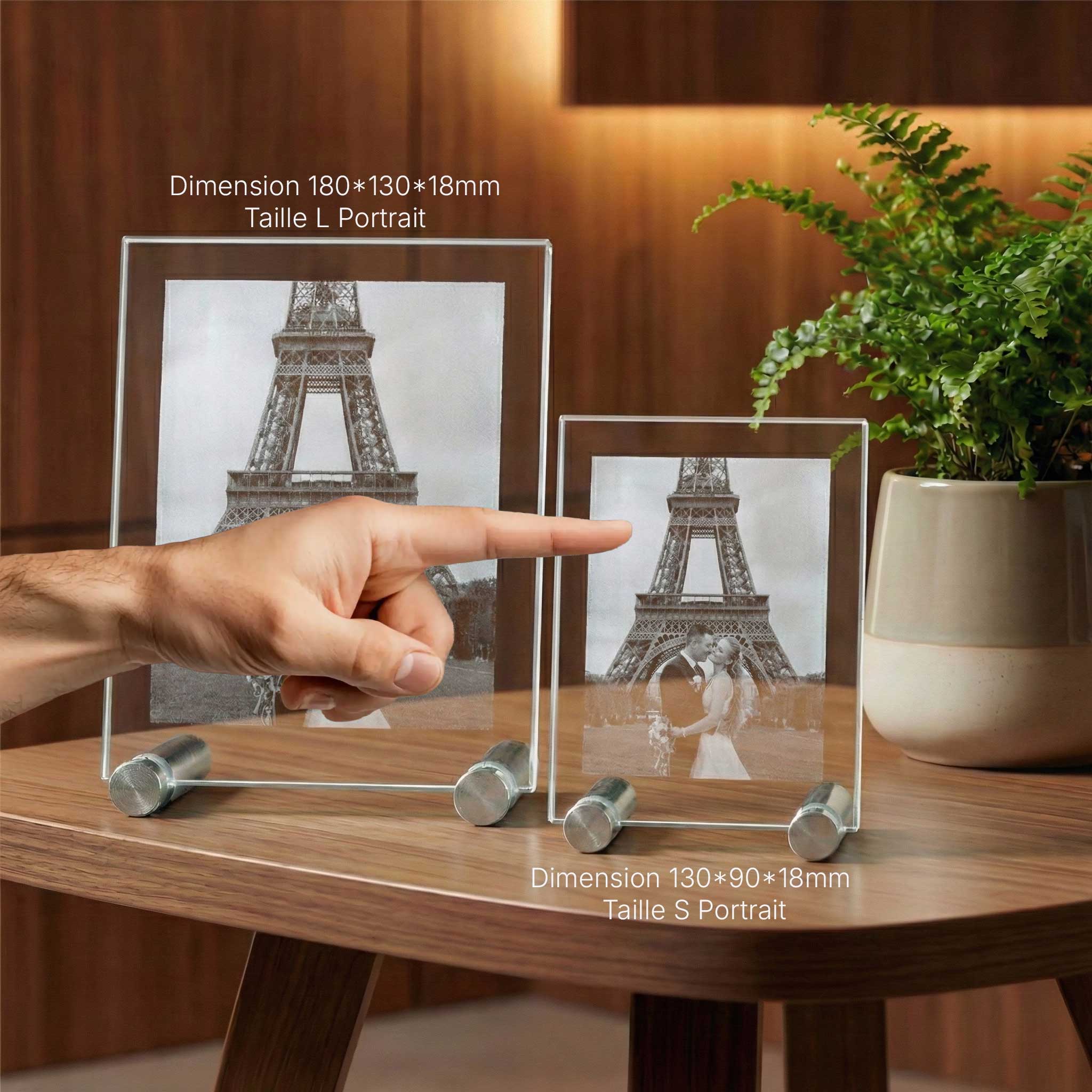 Verre Plat Portrait 2D Personnalisé | Gravure Laser Photo & Texte