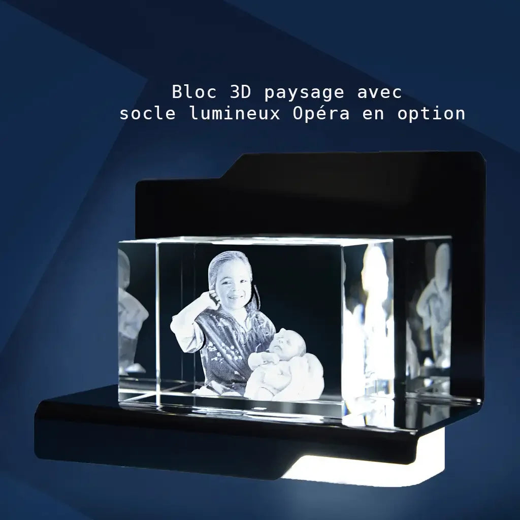 Bloc de Verre M Paysage - Gravure Laser 3D Élégante