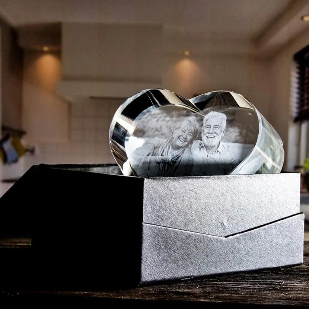 Cœur - Gravure Laser 2D Élégante et Personnalisée - Cadeaux en verre