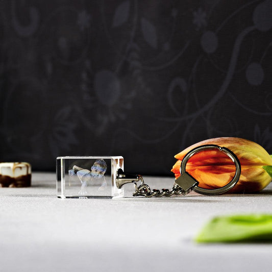 Porte-clés en Verre Personnalisé - Gravure Photo 2D Élégante - Cadeaux en verre