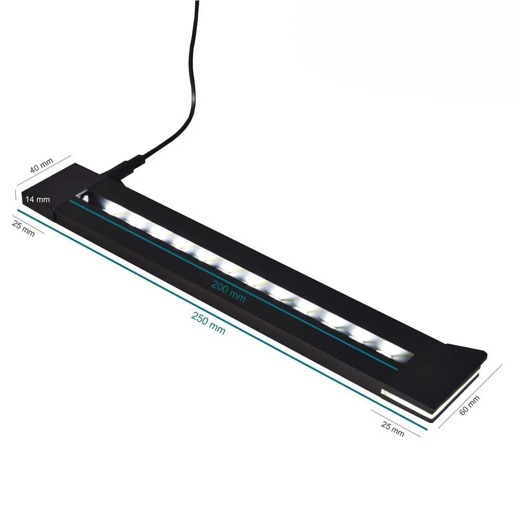 Socle lumineux LED rectangulaire noir avec mesures, pour cadeau en verre personnalisé