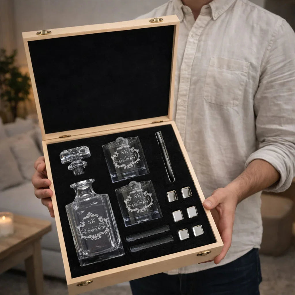 Coffret Whisky Personnalisé : Verre & Carafe Gravés