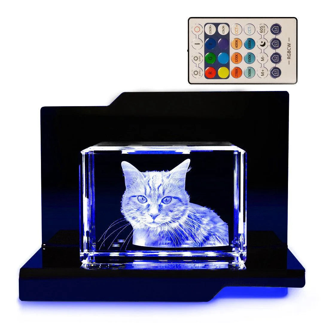 Un Hommage Lumineux : Le Bloc de Verre Gravé en 3D pour Honorer un Animal Disparu