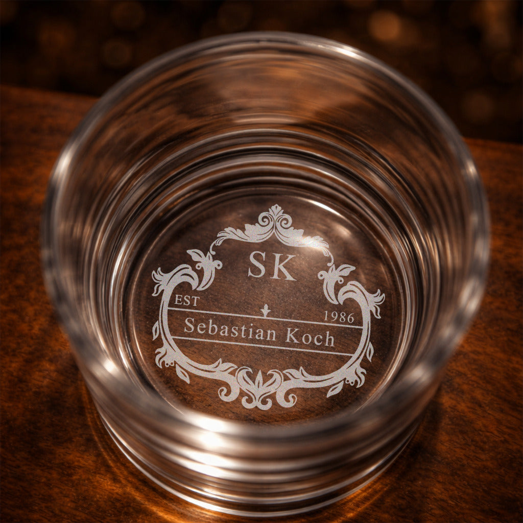 Verre à Whisky Personnalisé 250ml Gravure Fond | Blason Monogrammé
