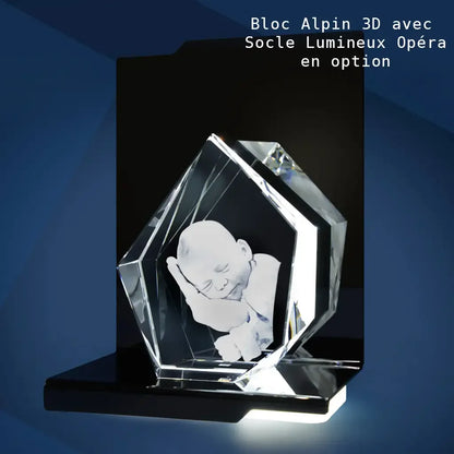 Alpin L Bloc de Verre Gravé Laser 3D - Souvenir Élégant et Unique