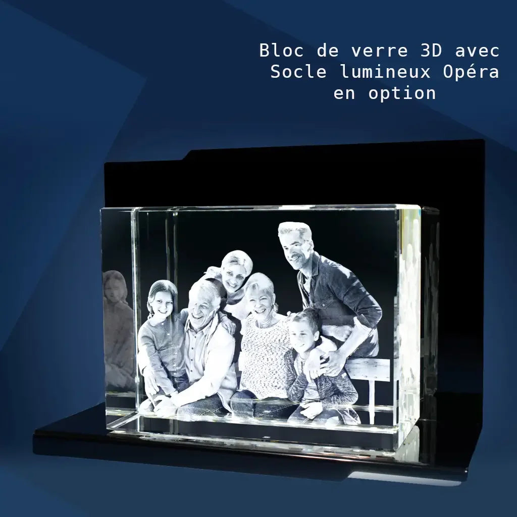 Bloc de Verre Géant Paysage - Gravure Laser 3D Unique