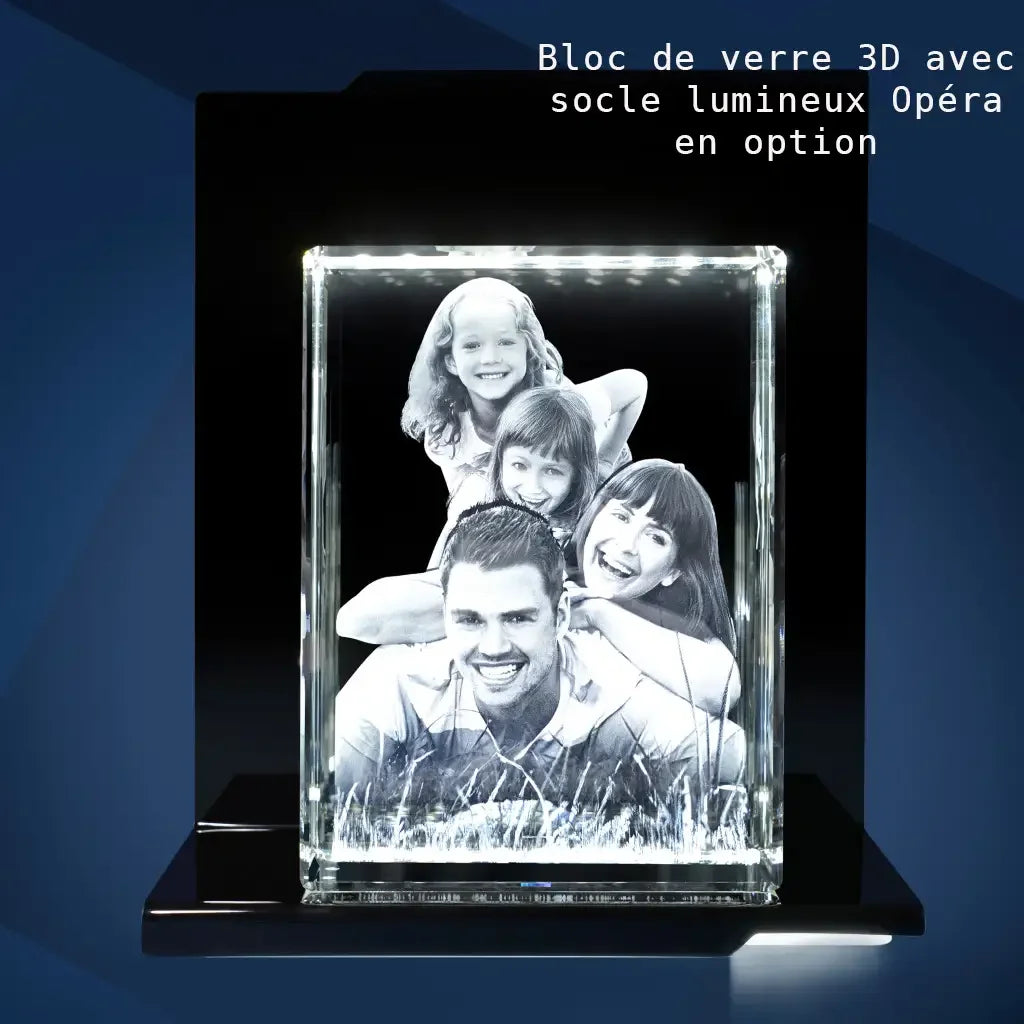 Bloc de Verre Géant Portrait - Gravure Laser 3D Personnalisée