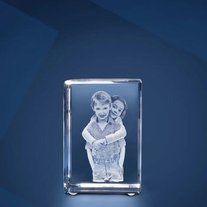 Bloc de Verre L Portrait - Gravure Laser 3D Élégante