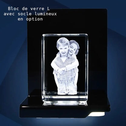 Bloc de Verre L Portrait - Gravure Laser 3D Élégante