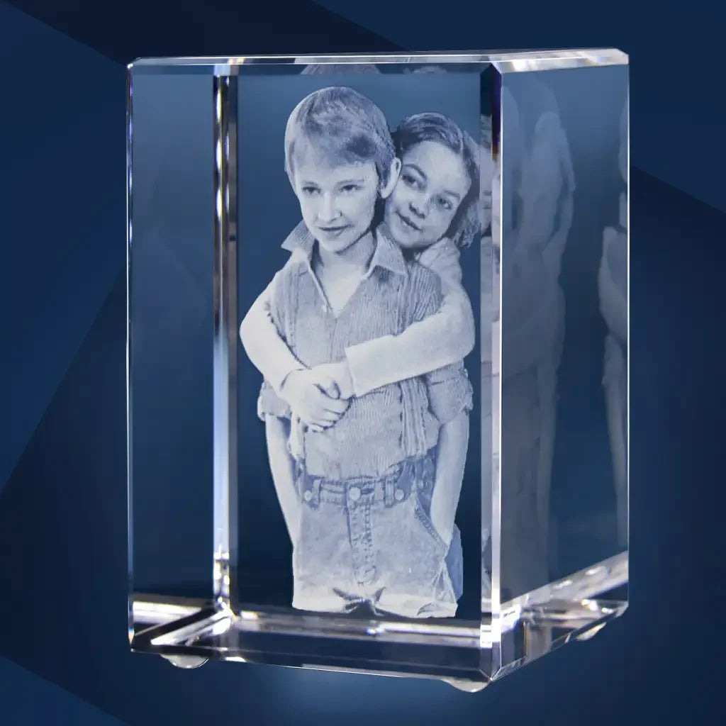 Bloc de Verre L Portrait - Gravure Laser 3D Élégante