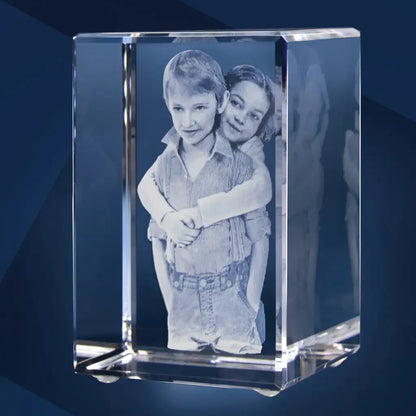 Bloc de Verre L Portrait - Gravure Laser 3D Élégante