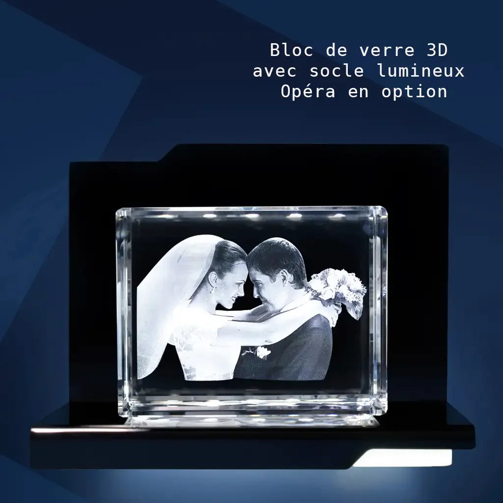 Bloc de Verre XL Paysage - Gravure Laser 3D Élégante