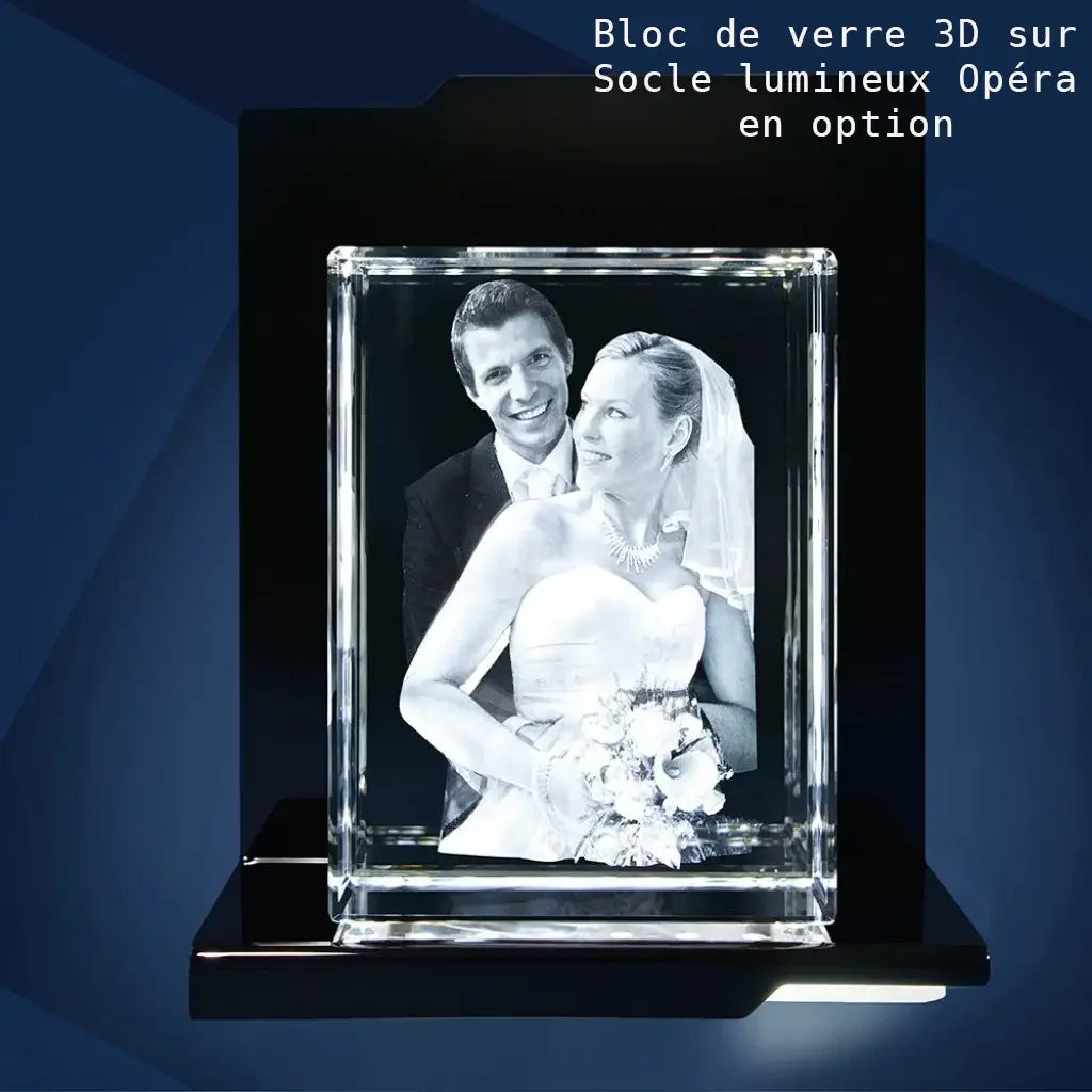 Bloc de Verre XXL Portrait - Gravure Laser 3D Élégante