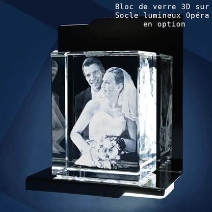 Bloc de Verre XXL Portrait - Gravure Laser 3D Élégante
