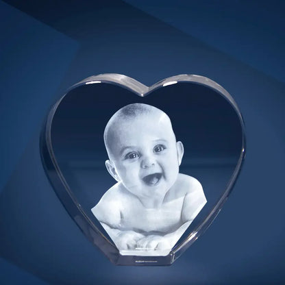Cœur en Verre L avec Gravure Laser 3D - Cadeau Élégant et Personnalisé