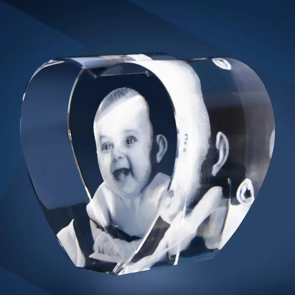 Cœur en Verre L avec Gravure Laser 3D - Cadeau Élégant et Personnalisé