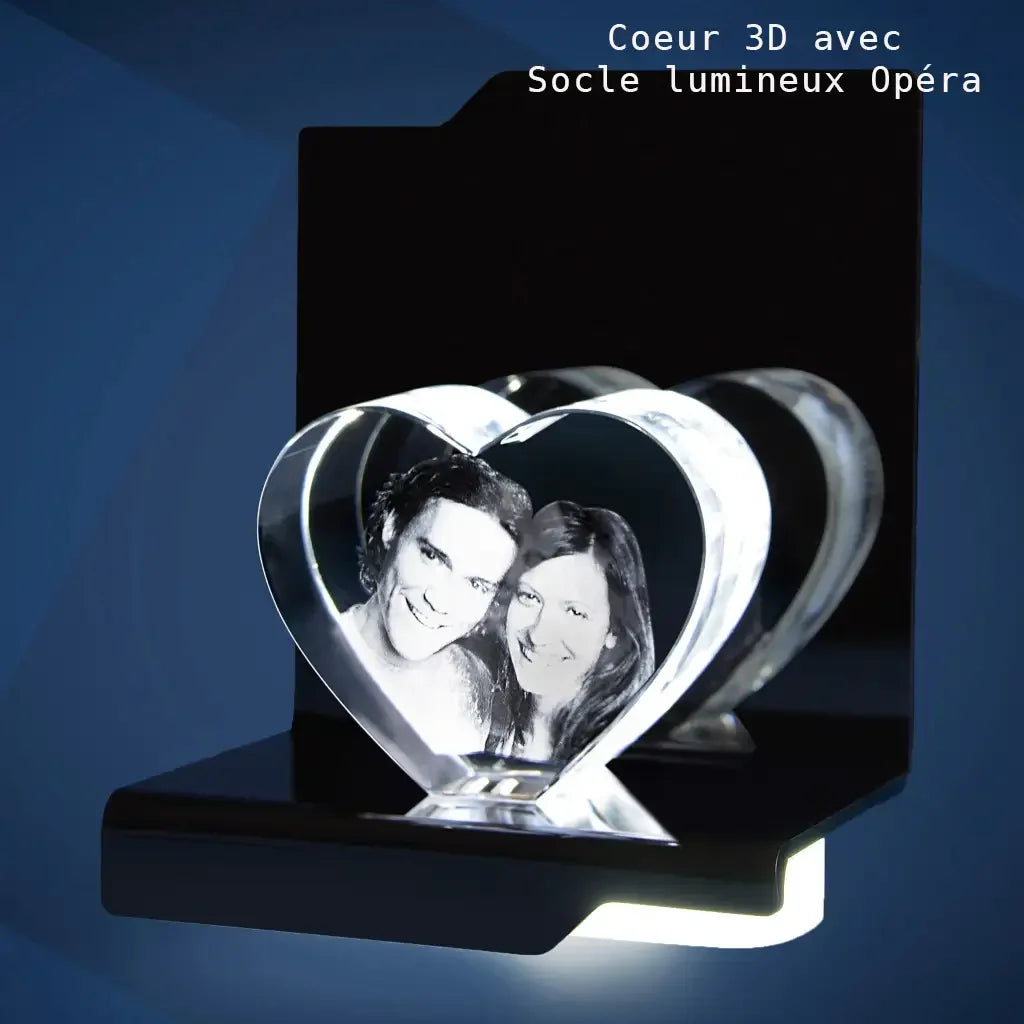 Cœur en Verre M avec Gravure Laser 3D - Souvenirs Émotionnels Personnalisés