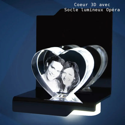 Cœur en Verre M avec Gravure Laser 3D - Souvenirs Émotionnels Personnalisés