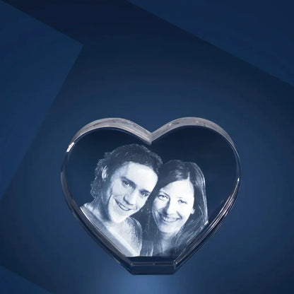 Cœur en Verre M avec Gravure Laser 3D - Souvenirs Émotionnels Personnalisés