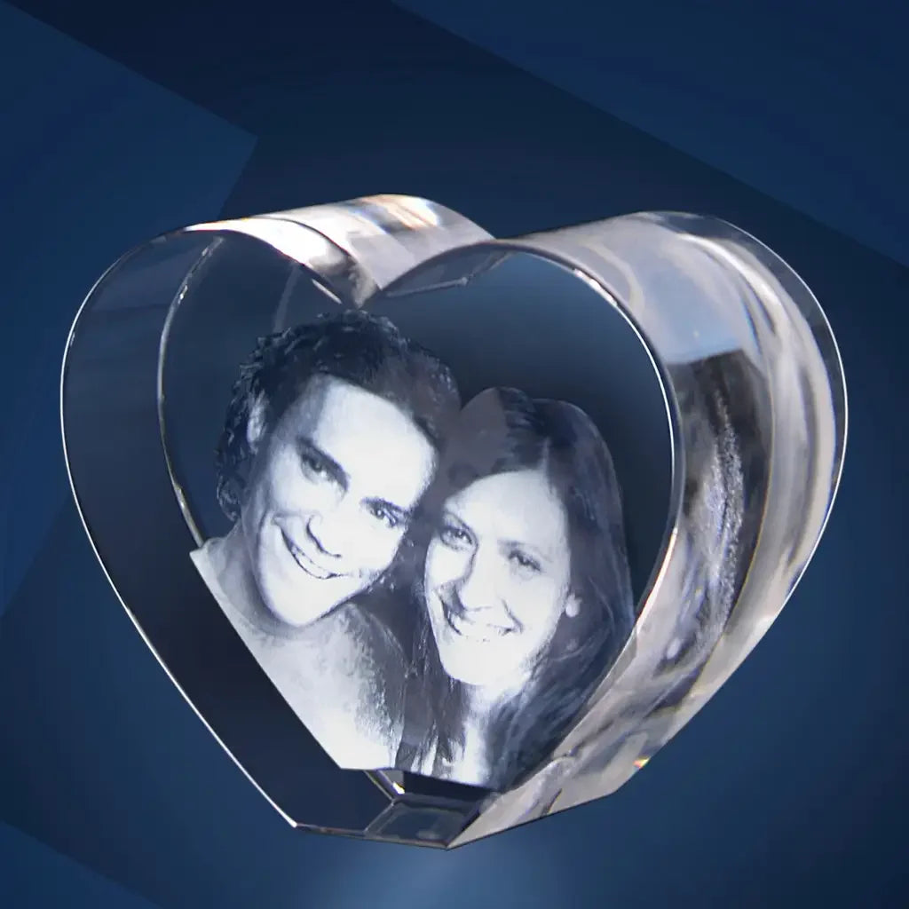 Cœur en Verre M avec Gravure Laser 3D - Souvenirs Émotionnels Personnalisés