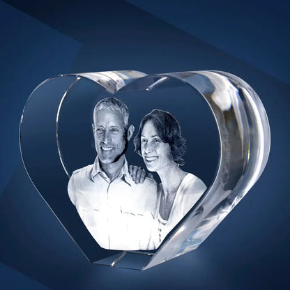Cœur en Verre XL avec Gravure Laser 3D - Cadeau Émotionnel et Unique