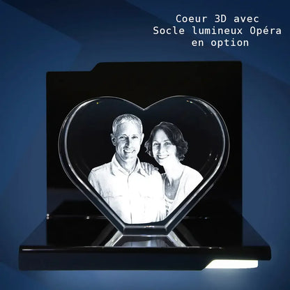 Cœur en Verre XL avec Gravure Laser 3D - Cadeau Émotionnel et Unique
