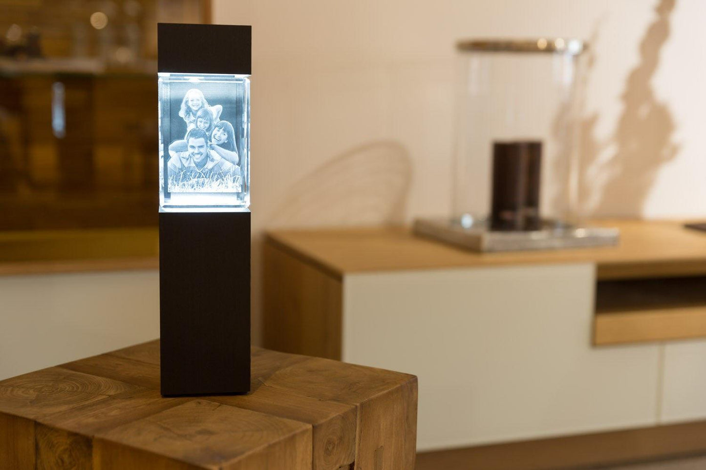 Colonne lumineuse à LED pour bloc de verre L portrait - Cadeaux en verre