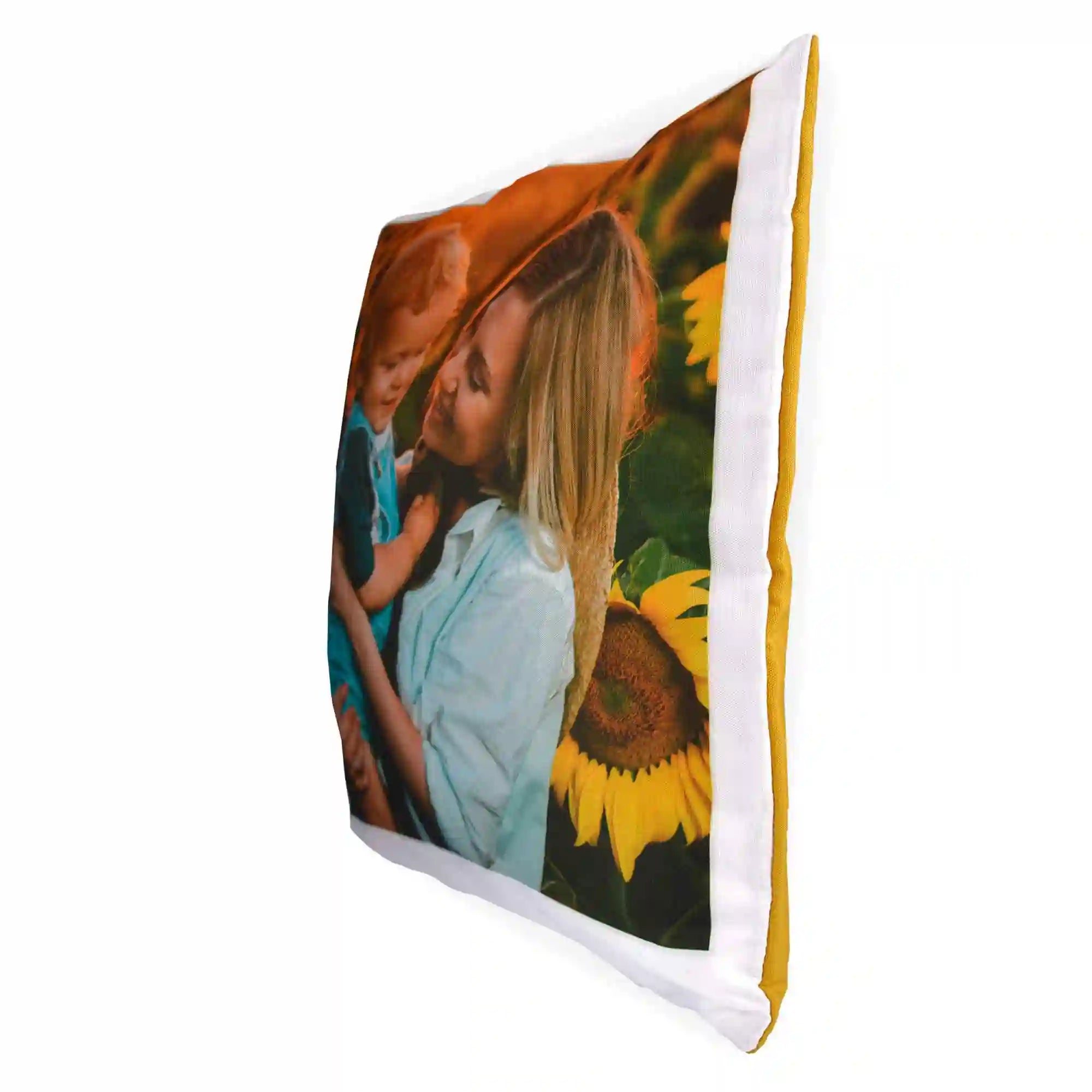 Coussin photo jaune miel – Cadeau personnalisé avec votre image