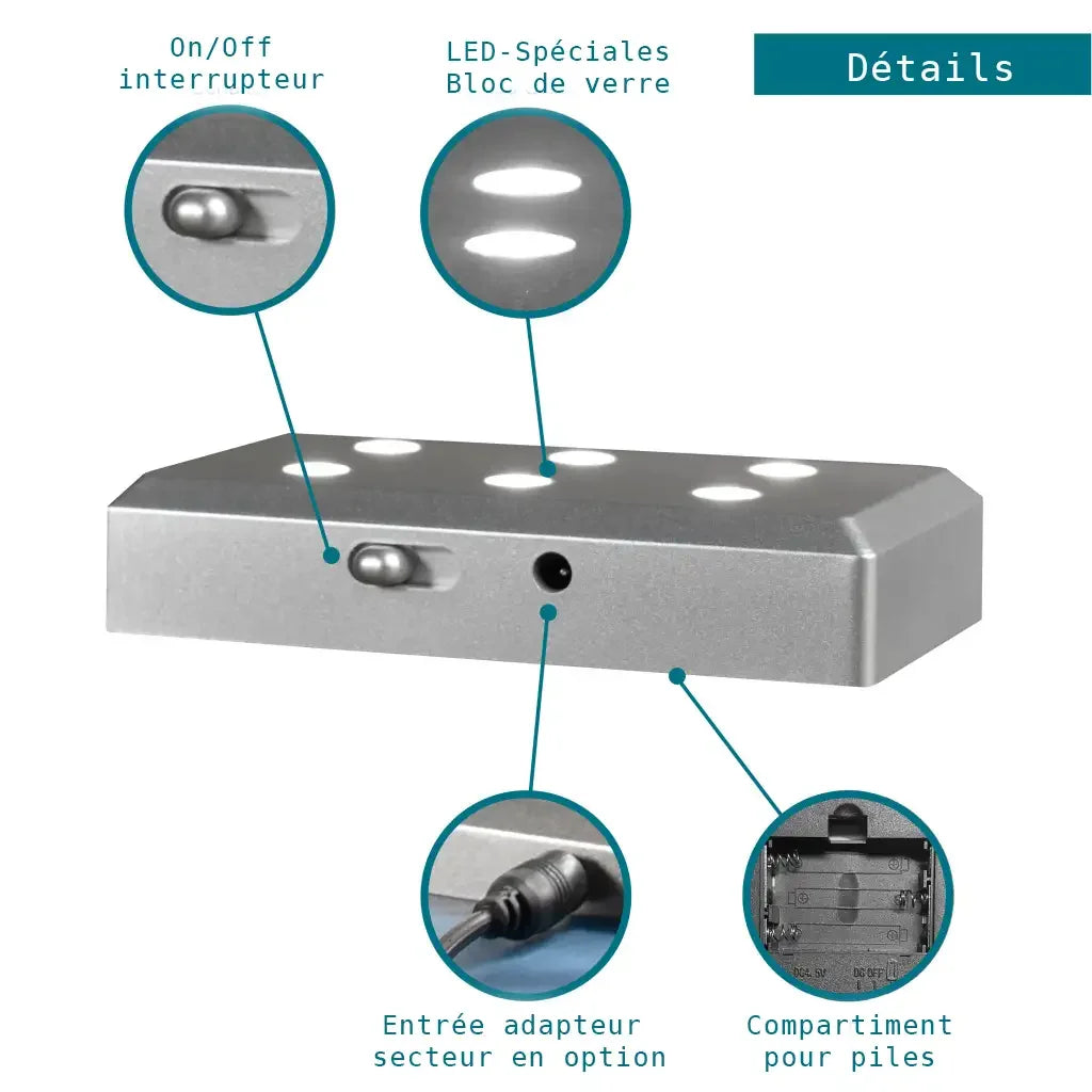 Halo Socle 6 LEDs - Support Lumineux pour Gravures et Décorations