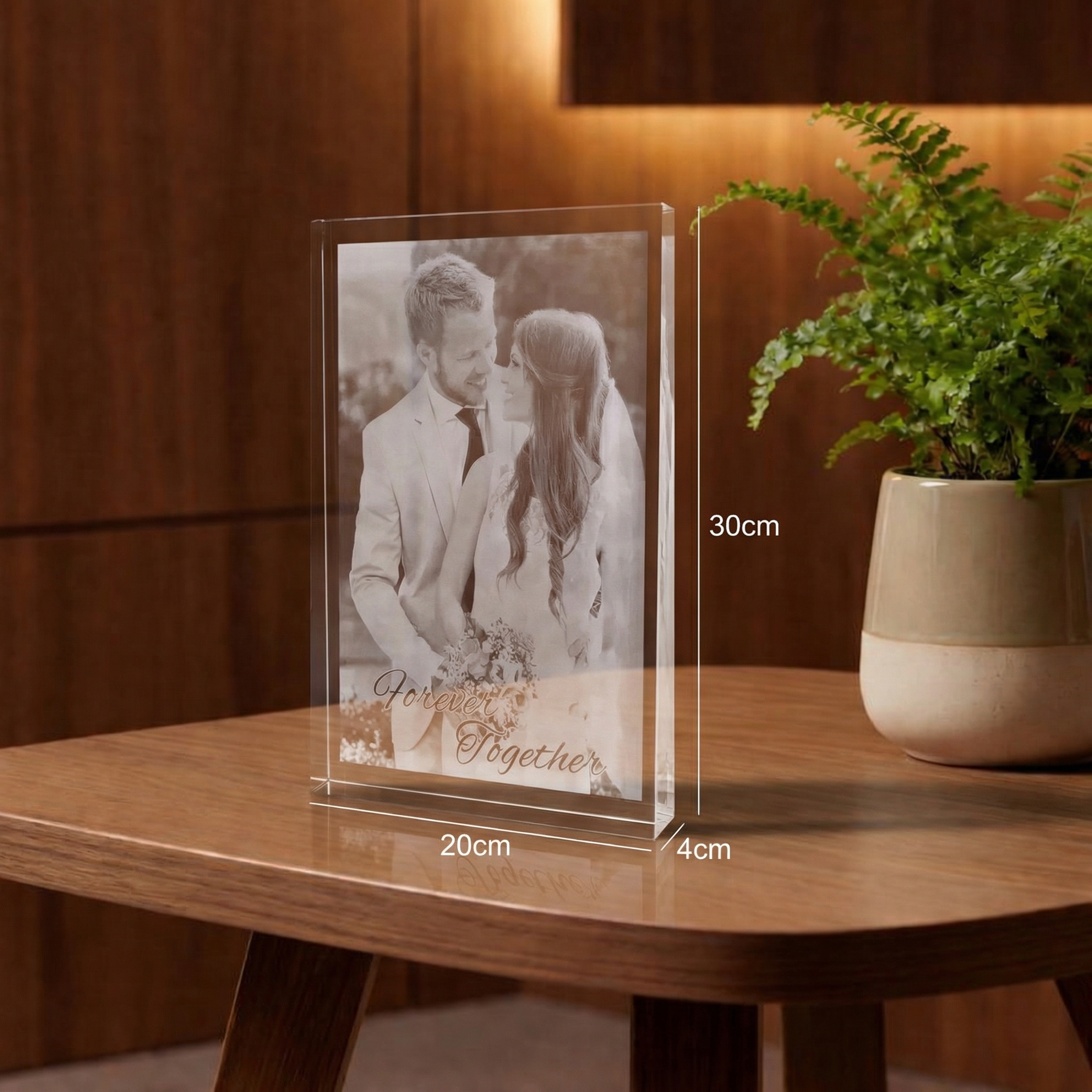 Plaque 2D Prisme Portrait | Photo & Texte Gravés au Laser