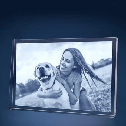 Plaque de Verre Prisme Géant Paysage Gravée 2D - Cadeau Élégant