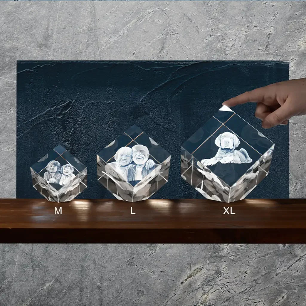 Statera XL Bloc de Verre Gravé Laser 3D - Cadeau Unique et Émotionnel