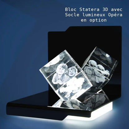 Statera M Bloc de Verre Gravé Laser 3D - Cadeau Raffiné et Personnalisé