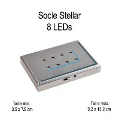 Socle lumineux rectangulaire en métal avec 8 LEDs pour gravure photo sur verre, tailles 3,5x7,5 à 9,2x13,2 cm