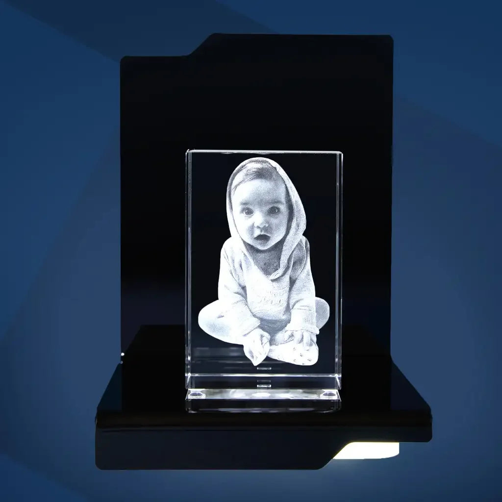 Bloc de Verre M Portrait - Gravure Laser 3D Personnalisée