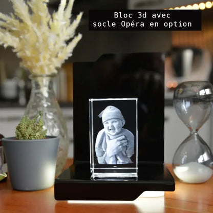 Bloc de Verre M Portrait - Gravure Laser 3D Personnalisée