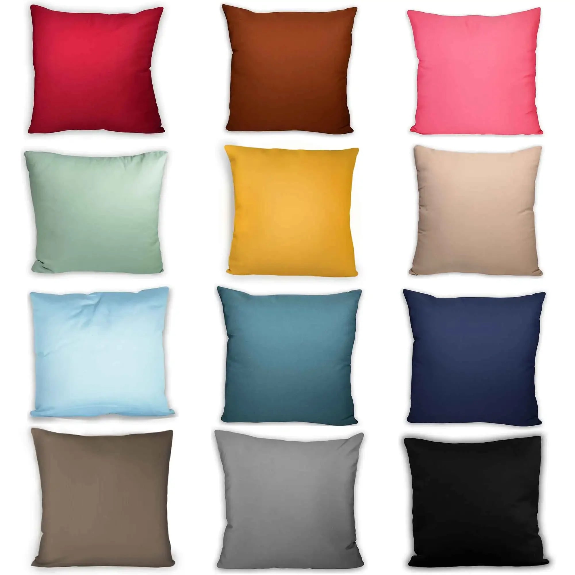 Coussins carrés multicolores, accessoires déco maison, douze couleurs différentes