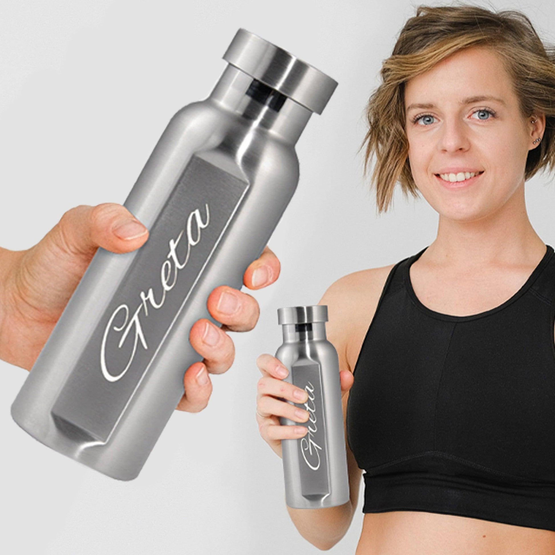 Gourde INOX avec gravure personnalisable (470ml) - Cadeaux en verre