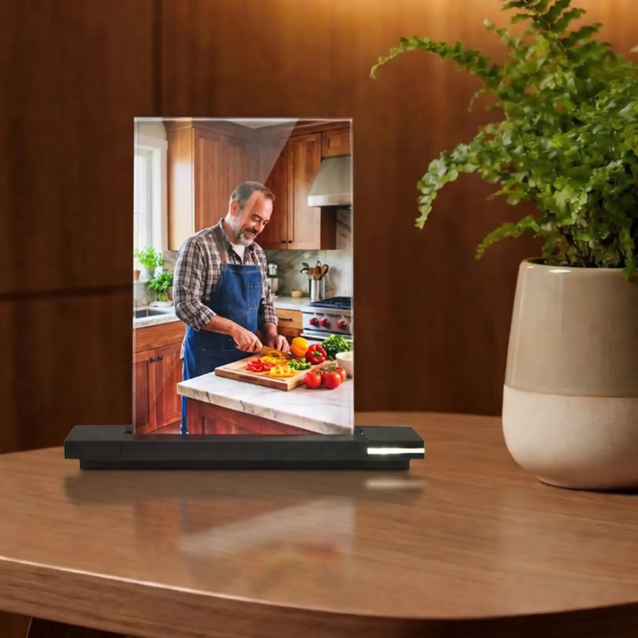 Viva – Photo couleur sur verre Portrait avec socle lumineux